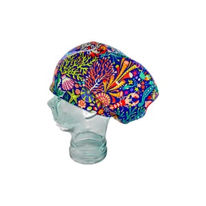 Ocean Scrub Cap / Euro Style / Surgical Cap / Adjustable OR Cap / Sea Summer / Women’s Scrub Cap
