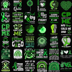 Cerebral pares-medvetenhetspaket, CP-krigareöverlevande, Green Ribbon-medvetenhets-png, stödja familjer med cerebral pares, design för medvetenhet om funktionsnedsättning