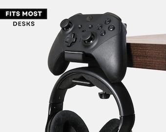 Controller Holder and Headphone Holder, Desk Mount Stand, Gaming Desk Organizer, Gift for Gamers and Audiophiles