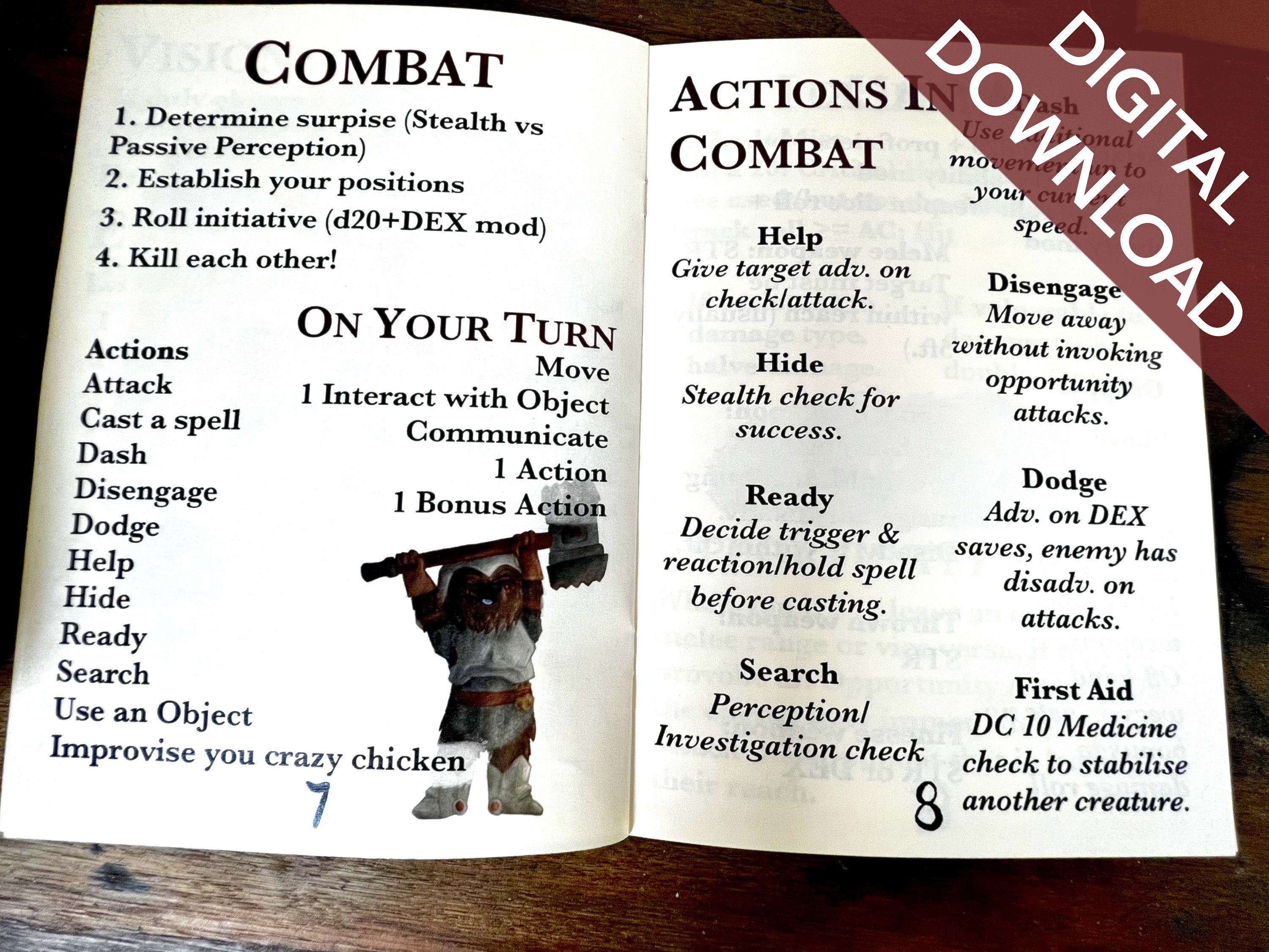 D&amp;D 5e Printable Quick Player Reference Booklet Dnd New - Etsy Australia
