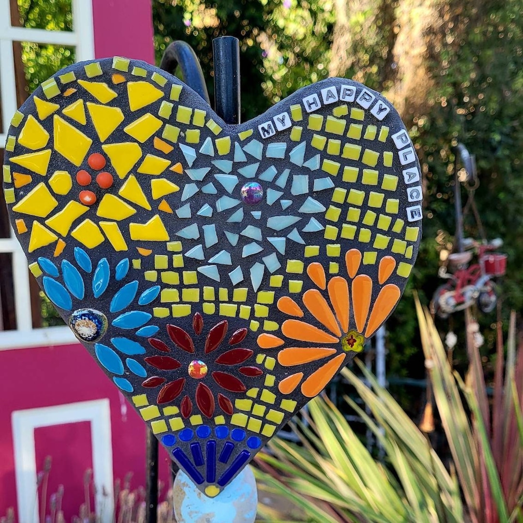 Handmade Mosaic Heart Yard Art Etsy