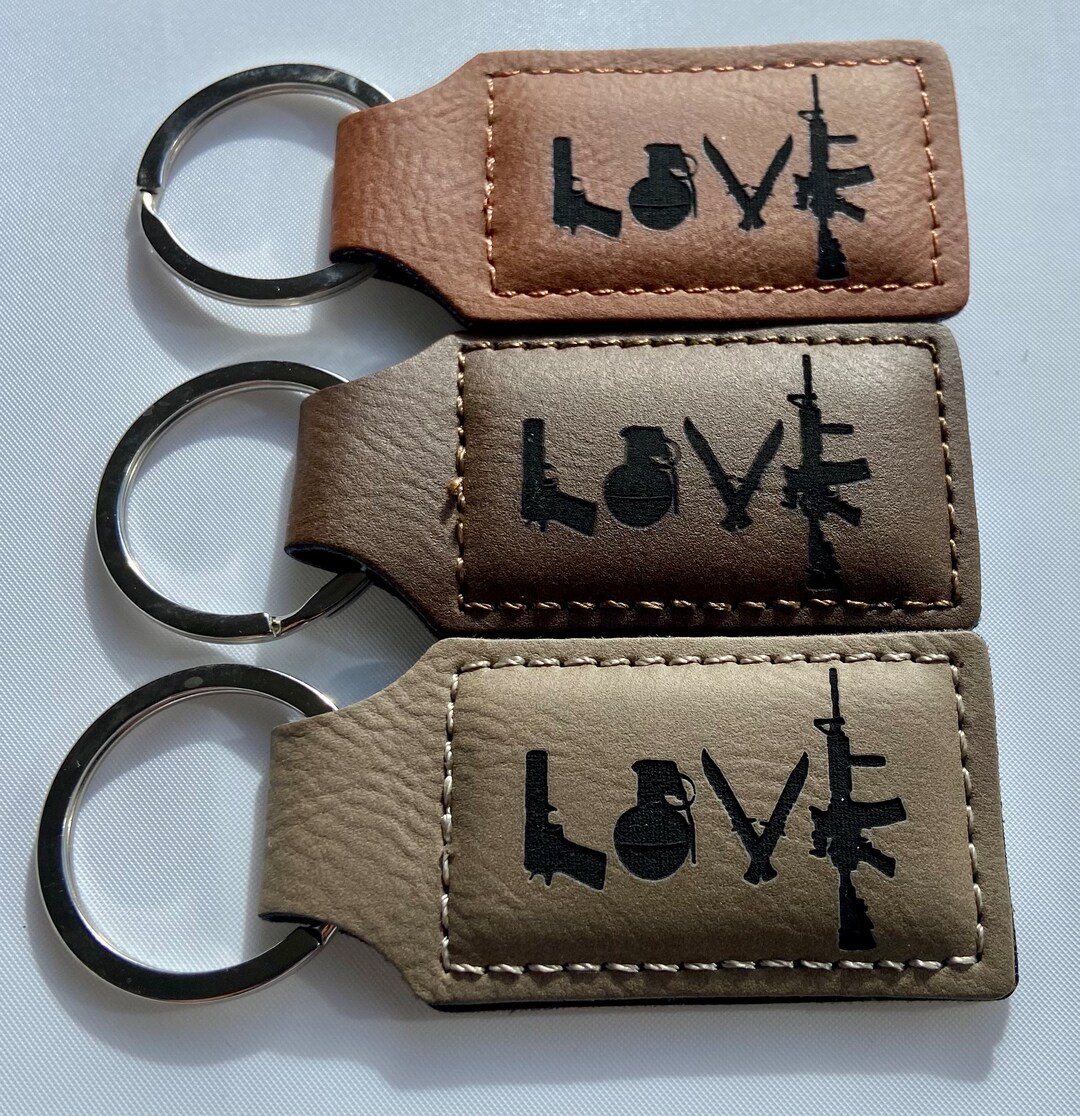 LOVE Faux Leather Keychain: Patriotic Second Amendment Key Fob - Etsy