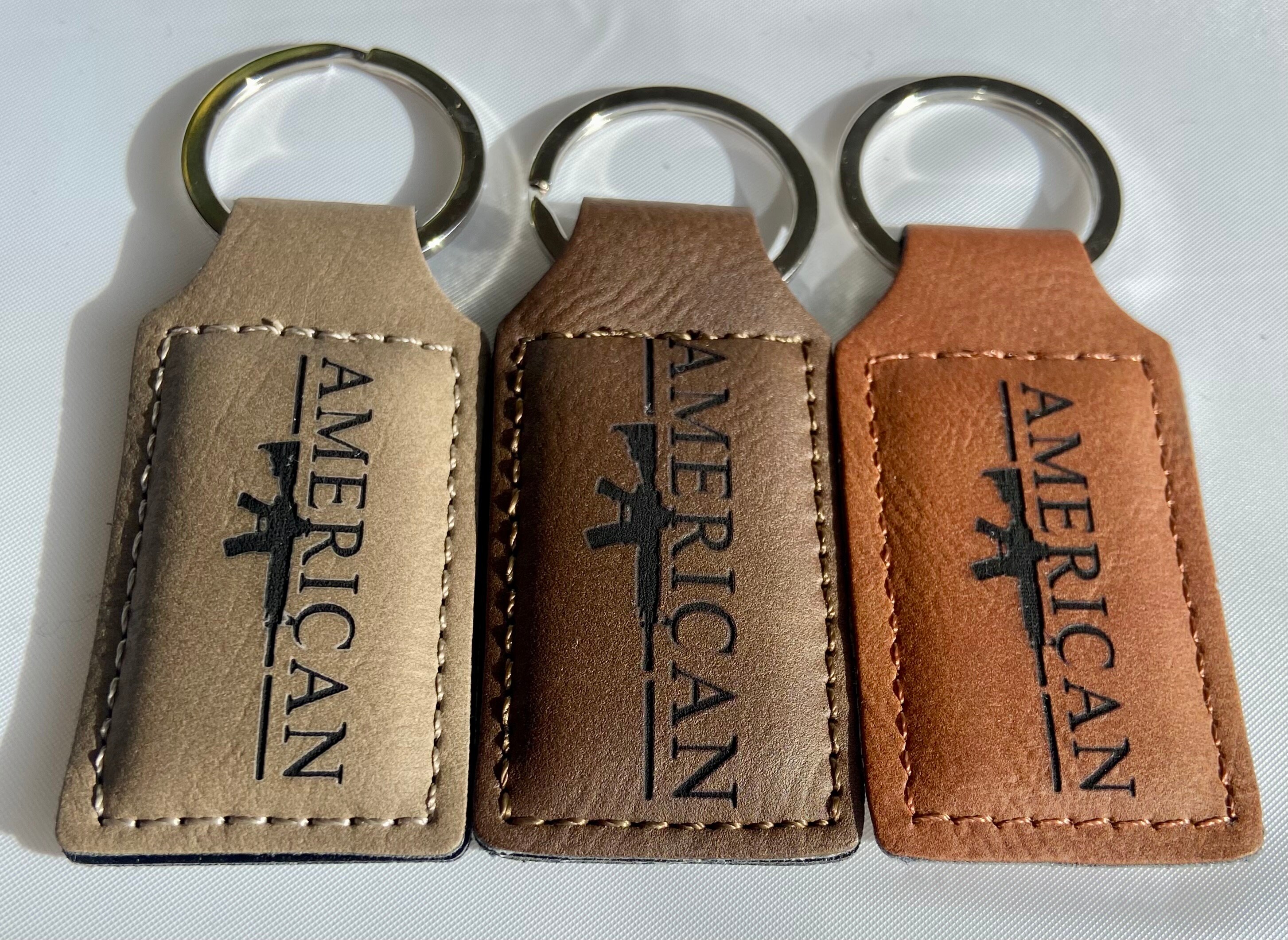 American Gun Leather Keychain, 4th of July, Key Fob, Rifle, Fathers Day ...