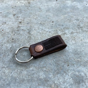 Mini engraved topographical American flag keychain- Minimalist - Key fob - For him, For her- Personalized gift - Valentine’s Day- February