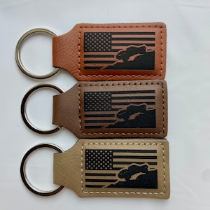 American Flag Off-road Truck Leather Keychain, 4x4, Fathers day, Key fob, Camping, Mountains, America, Gift idea, Car Keys, Stocking Stuffer