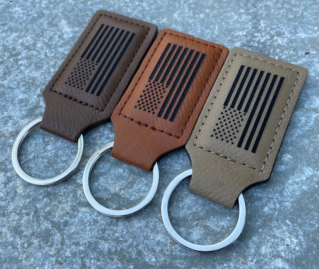 American Flag Leather Keychain 4th of July Key Fob for Him, for Her ...
