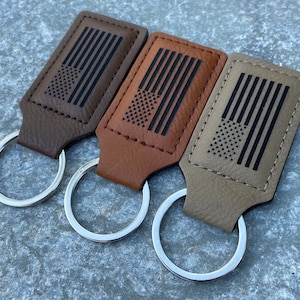 American Flag Leather Keychain - Fathers day - 4th of July- Key fob - For him, For her- Personalized gift - Independence day- spring