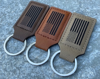 American Flag Leather Keychain: Personalized Patriotic Gift