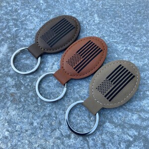 Oval American Flag Leather Keychain- Minimalist - Key fob - For him, For her- Personalized gift - Valentine’s Day- February - Presidents Day