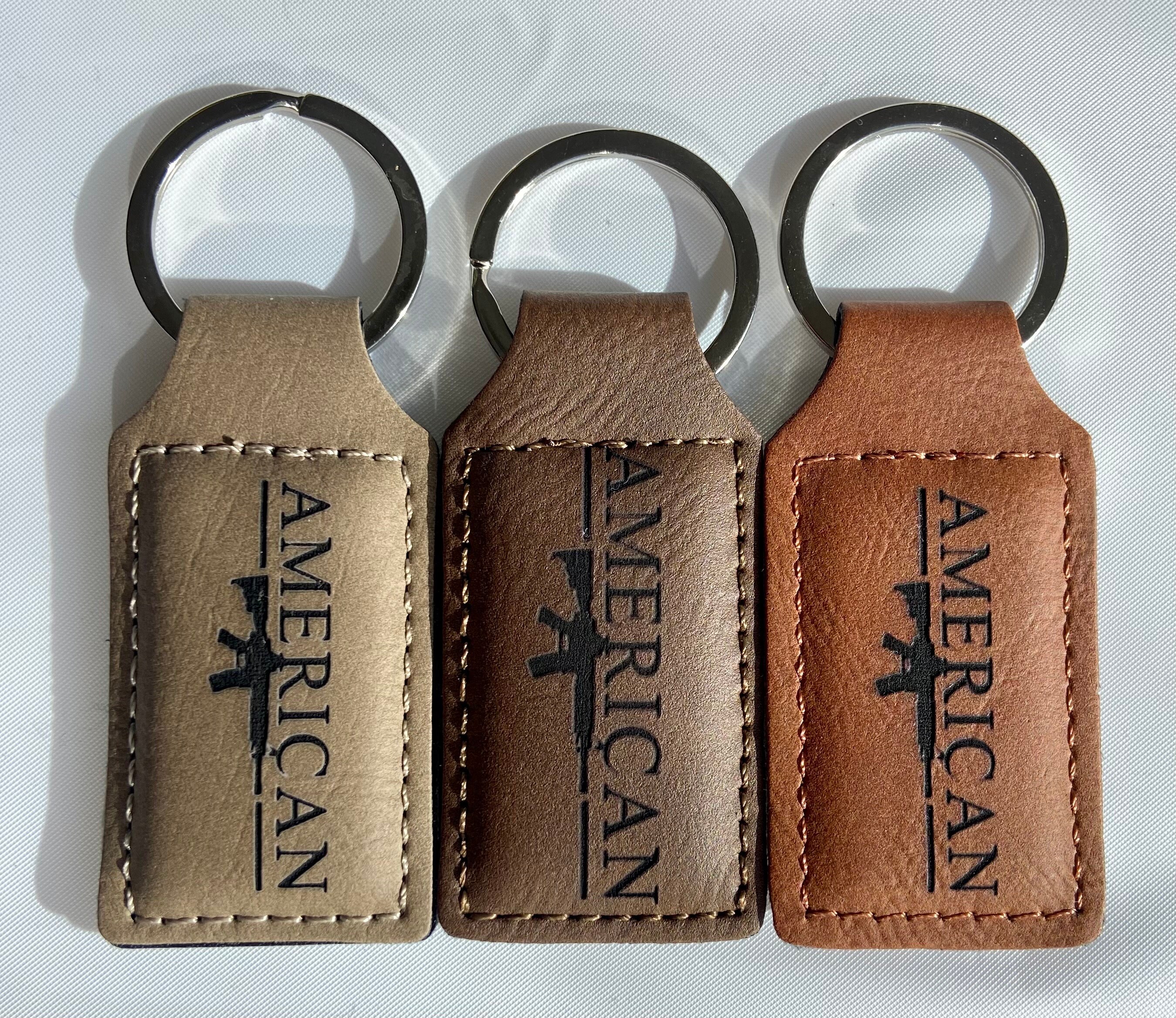 American Gun Leather Keychain, 4th of July, Key Fob, Rifle, Fathers Day ...
