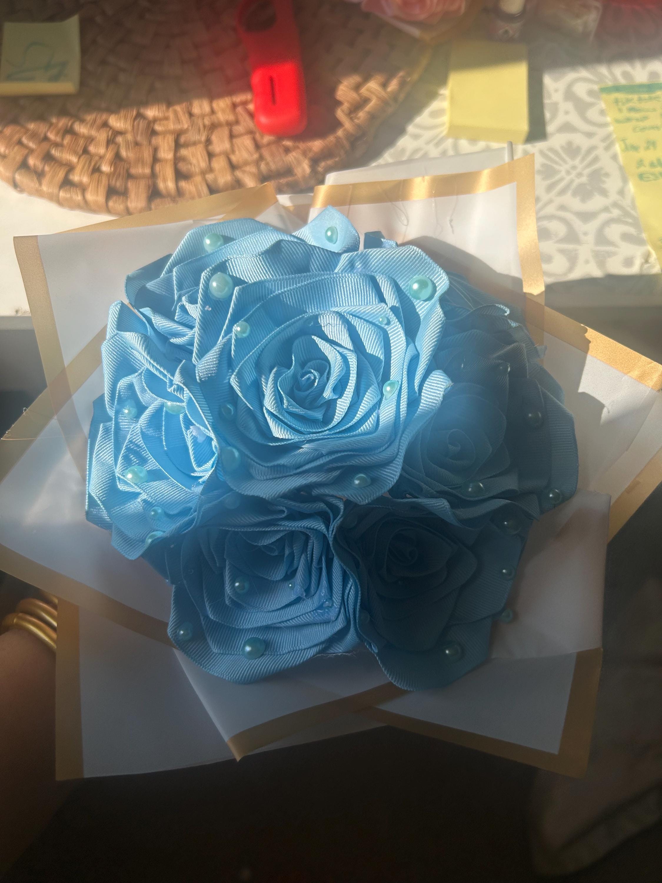 Blue 7 Count Eternal Rose Bouquet - Etsy