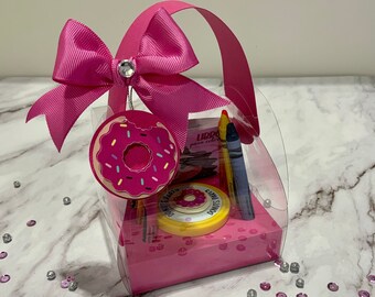 Donut Party Favor Box: Acetate Kids Activity Set.