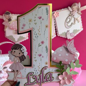 cake topper number one made with premium cardstock and photo paper ideal for a fairy first birthday