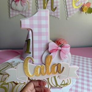 Pumpkin First Birthday Cake Topper | Pink Coquette Party Decor