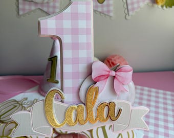 Pumpkin First Birthday Cake Topper | Pink Coquette Party Decor