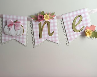 Pumpkin First Birthday High Chair Banner | Pink Coquette Party Decor