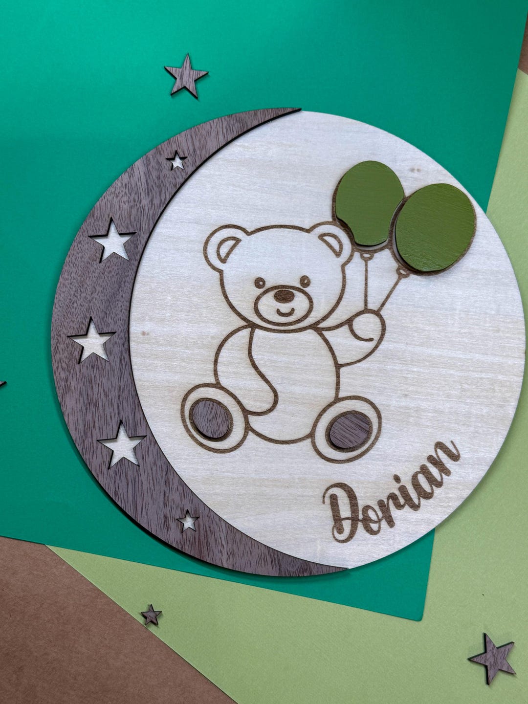 Wooden Interchangeable and Engraved Teddy Bear Milestone Markers for ...
