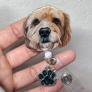 Personalized handdrawn pet badge reel