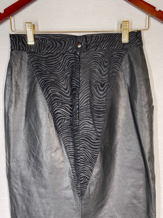 Vintage 100% Leather Black Pocket Skirt