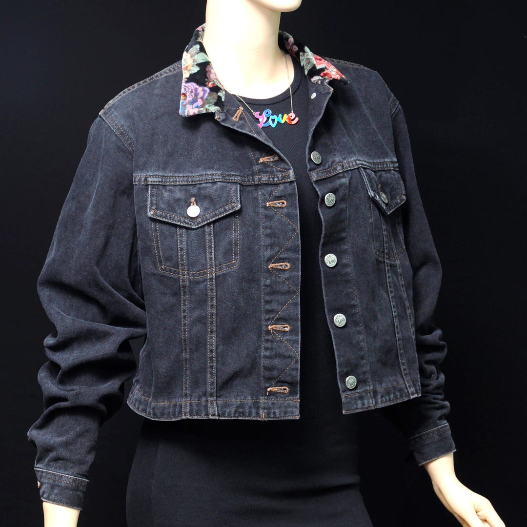 LEE Riveted Vintage 90s Black Stonewash DENIM Crop Jacket | VELVET ...