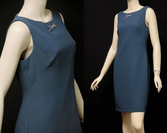 CUE Vintage 90s GREY SHIFT Dress | Sleeveless Fitted Business Dress| Cue Design Australia