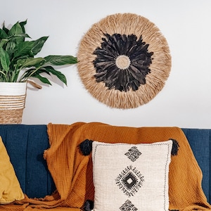 Bohemian Raffia Black Feathers Home Accent Bali Wall Hanging Unique ...