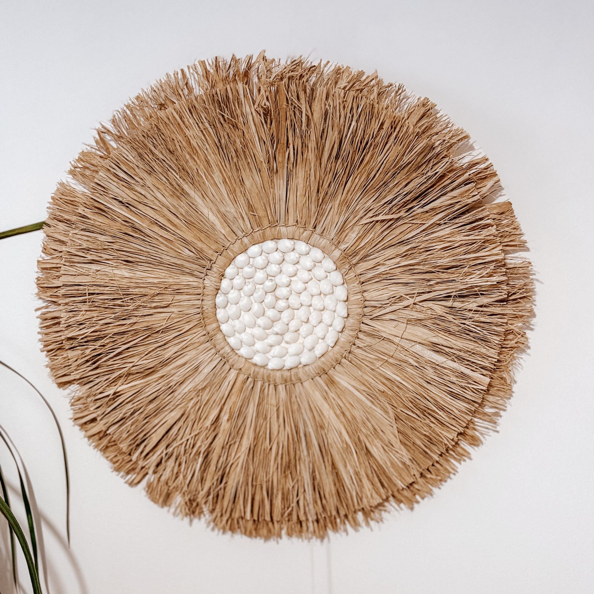 Boho Wall Decor Balinese Raffia and Shells Handmade in Bali Wall ...