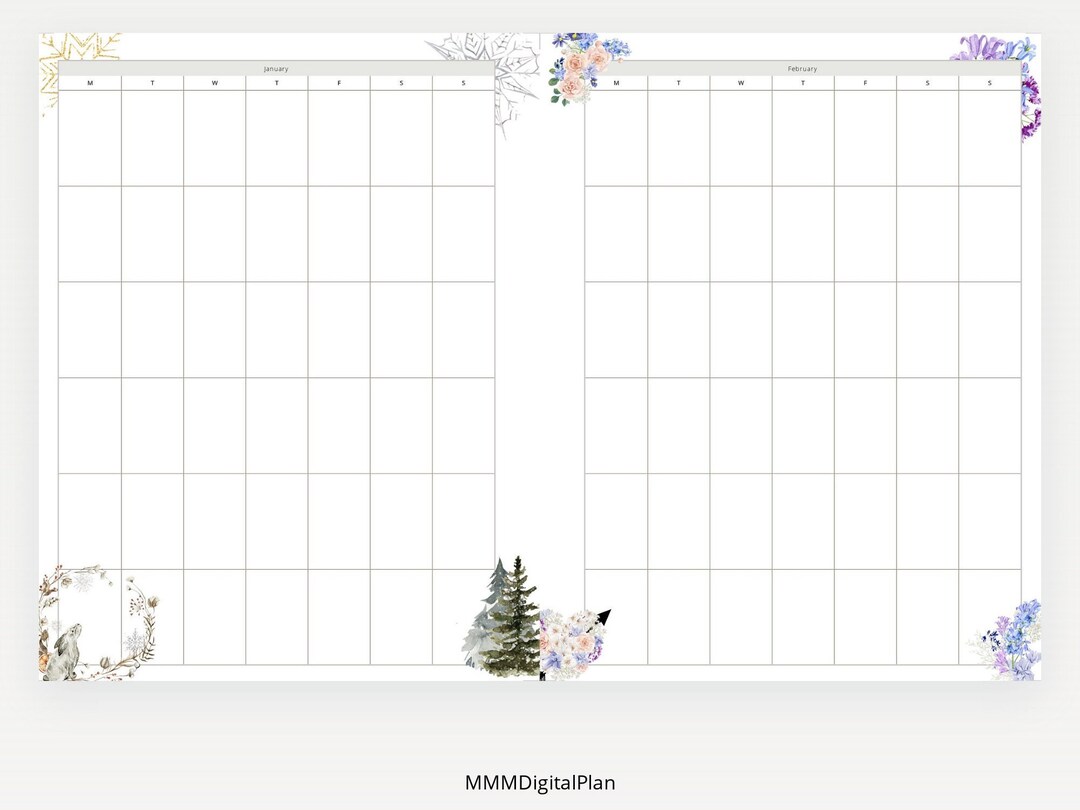 Yearly Calendar Digital Download/printable Etsy