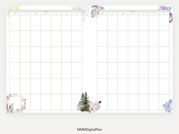 Yearly Calendar Digital Download/printable - Etsy