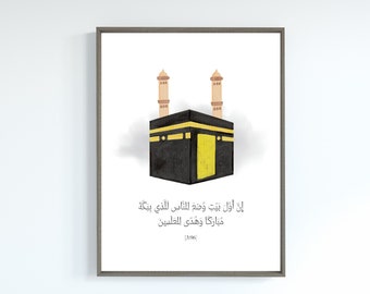 Kaaba Poster Digital Download, Hajj Wall Art, Quranic verse Islamic Wall Art, Kaaba Mecca home decor