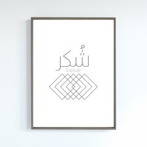 Shukr Digital Wall Art Printable, Gratitude Arabic Writing Poster, Islamic wall art, Arabic home decor