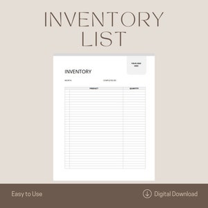Simple & Editable Product Inventory List Template - MS Word