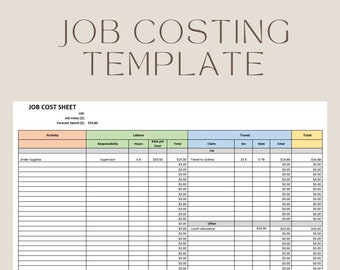 Job Costing Excel Template