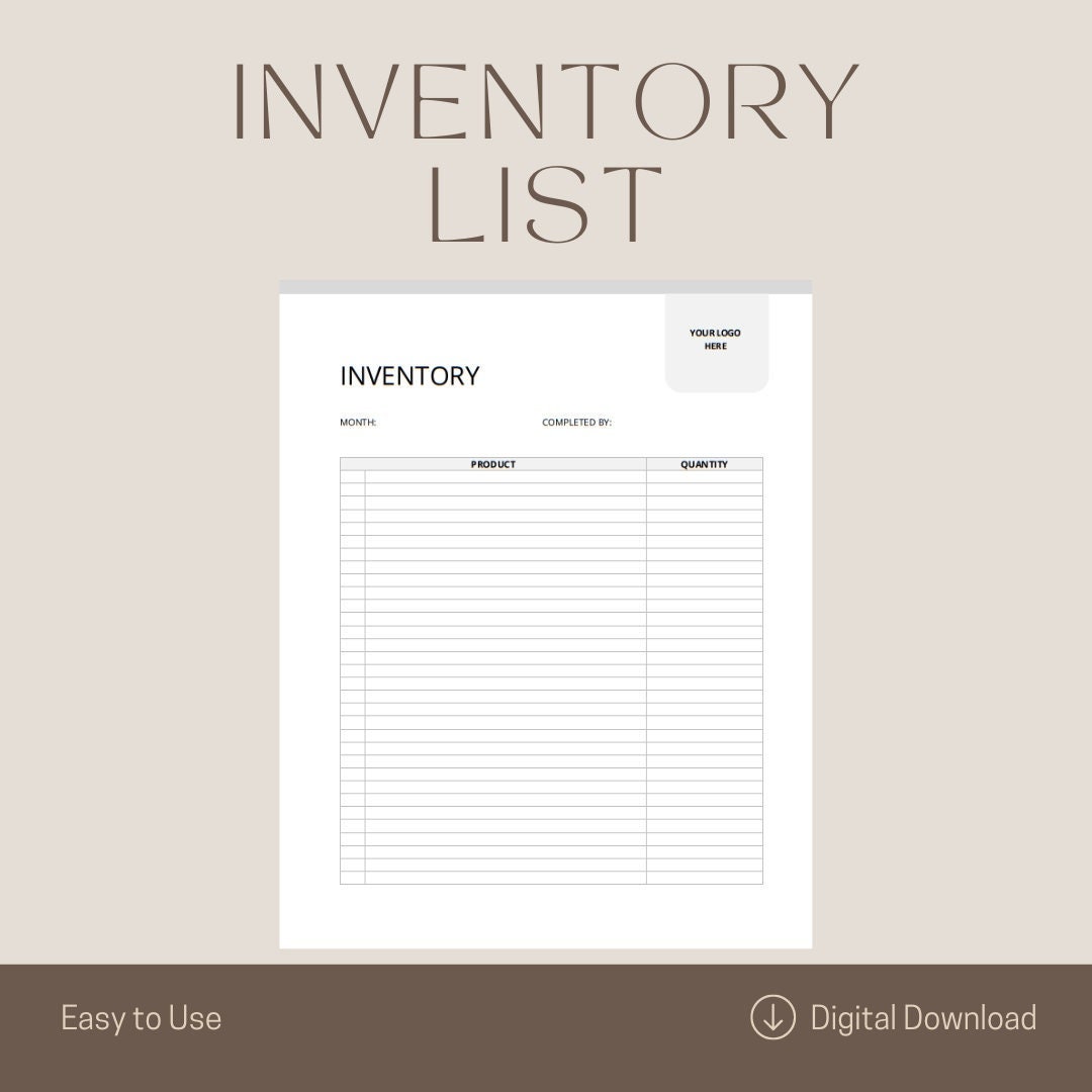 Simple Editable Product Inventory List Template MS Word Etsy