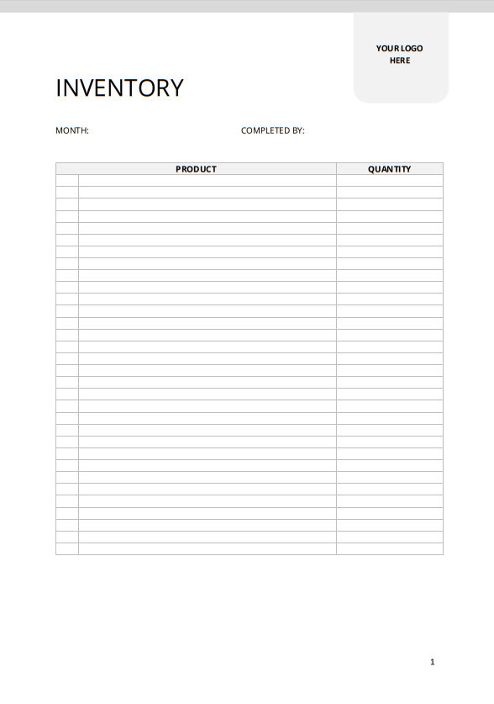 Simple Editable Product Inventory List Template MS Word Etsy