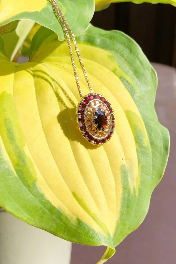 14K Victorian Style Natural Bohemian Garnet Pendan