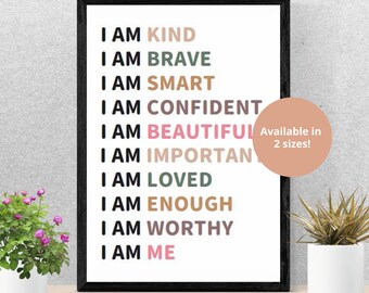 Neutral Affirmation Wall Art | Classroom Affirmation Wall Art | Affirmation Printable