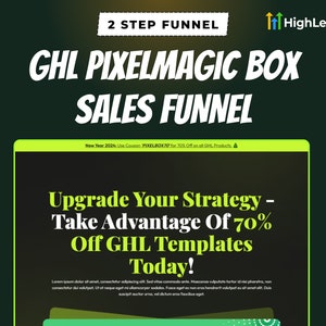 GoHighLevel (GHL) PixelMagic Box Sales Funnel | Done-For-You 2-Step Funnel for Mid & Low Ticket Offers | Premium High-Converting Design
