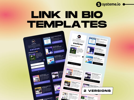 Systeme.io Link-in-Bio Template: Stan Store Theme, Dark & Light