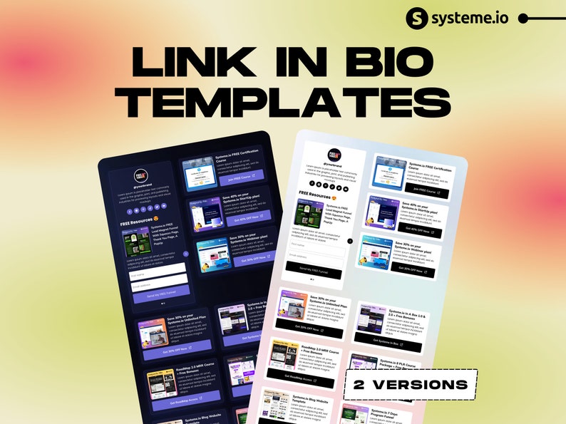 Systeme.io link-in-bio template - Dark & Light Version Mockup 1
