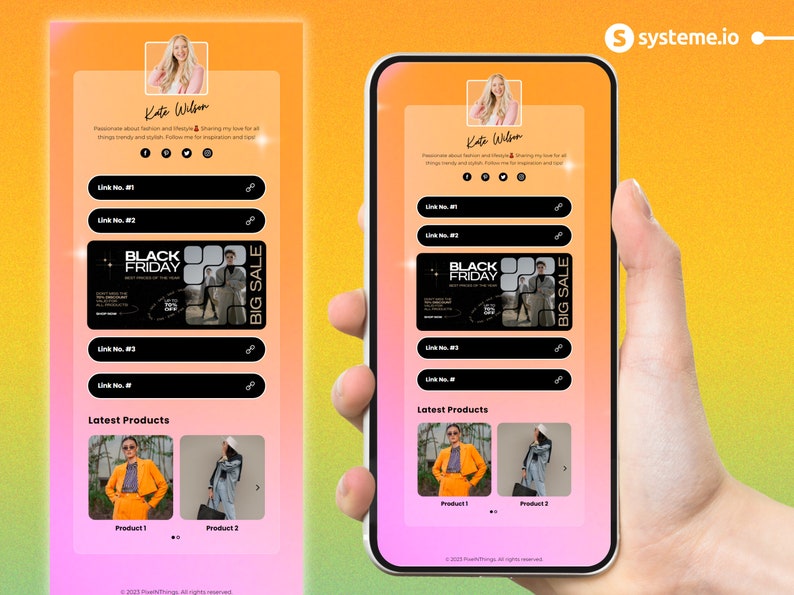 Systeme.Io Link-in-bio Templates Mockup 2