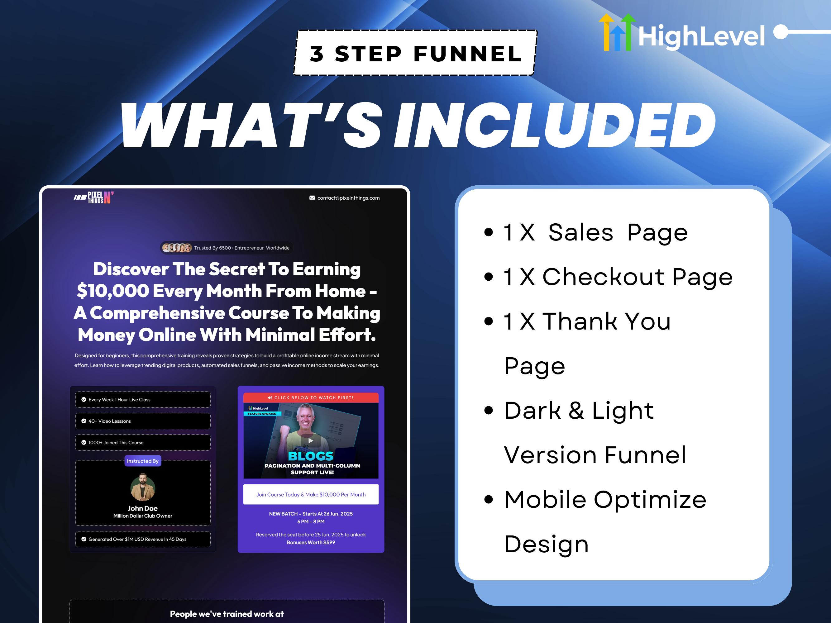 Gohighlevel Coursepreneur Done-for-you Sales Funnel 3 Steps, Dark/light ...
