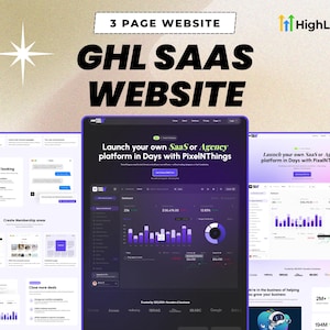 Plantilla de sitio web SaaS GoHighLevel (3 páginas, modo claro y oscuro): diseño GHL limpio y moderno + archivo Figma