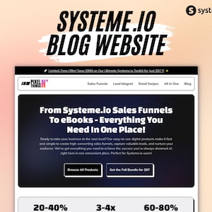 Systeme.io Blog Website Template | Done-For-You Digital Product Website | Easy-to-Customize Systeme Funnel for Creators