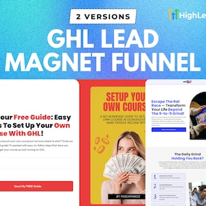 GoHighLevel Lead Magnet Funnel: Opt-in Squeeze Page Templates / 2 Versions (GHL)