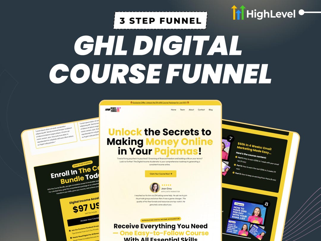 Gohighlevel Course Sales Funnel Template: 3-step GHL Design (dark/light ...
