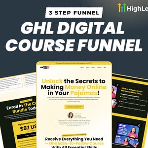 GoHighLevel Complete Course Sales Funnel (Dark/Light Version) | GHL Done-For-You Template, 3-Step Funnel, Course Sales Page | Docs Included
