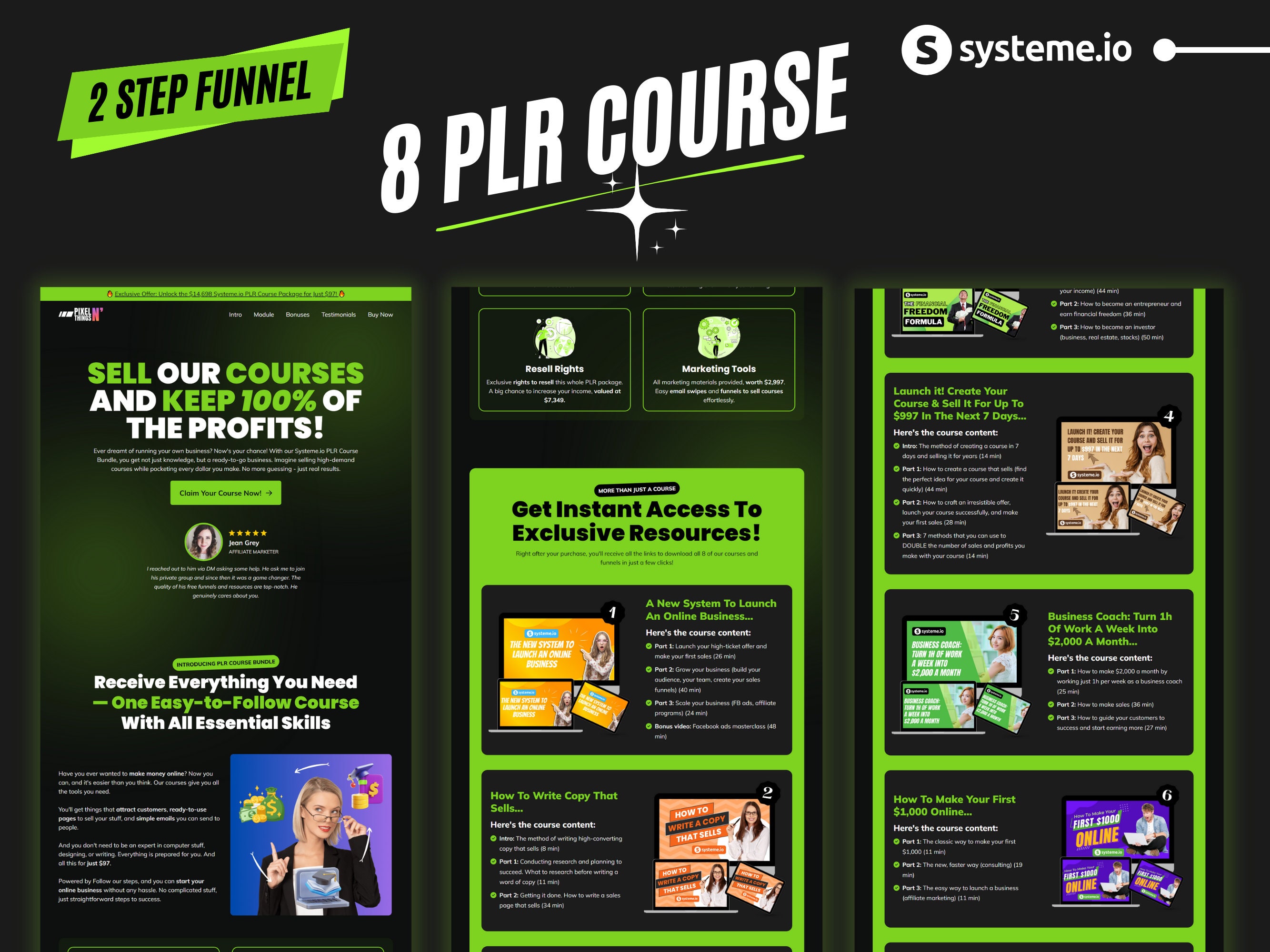 System.io Plr Bundle Systeme.io 8-in-1 PLR Course Sales Funnel: High-converting Dark Theme ...