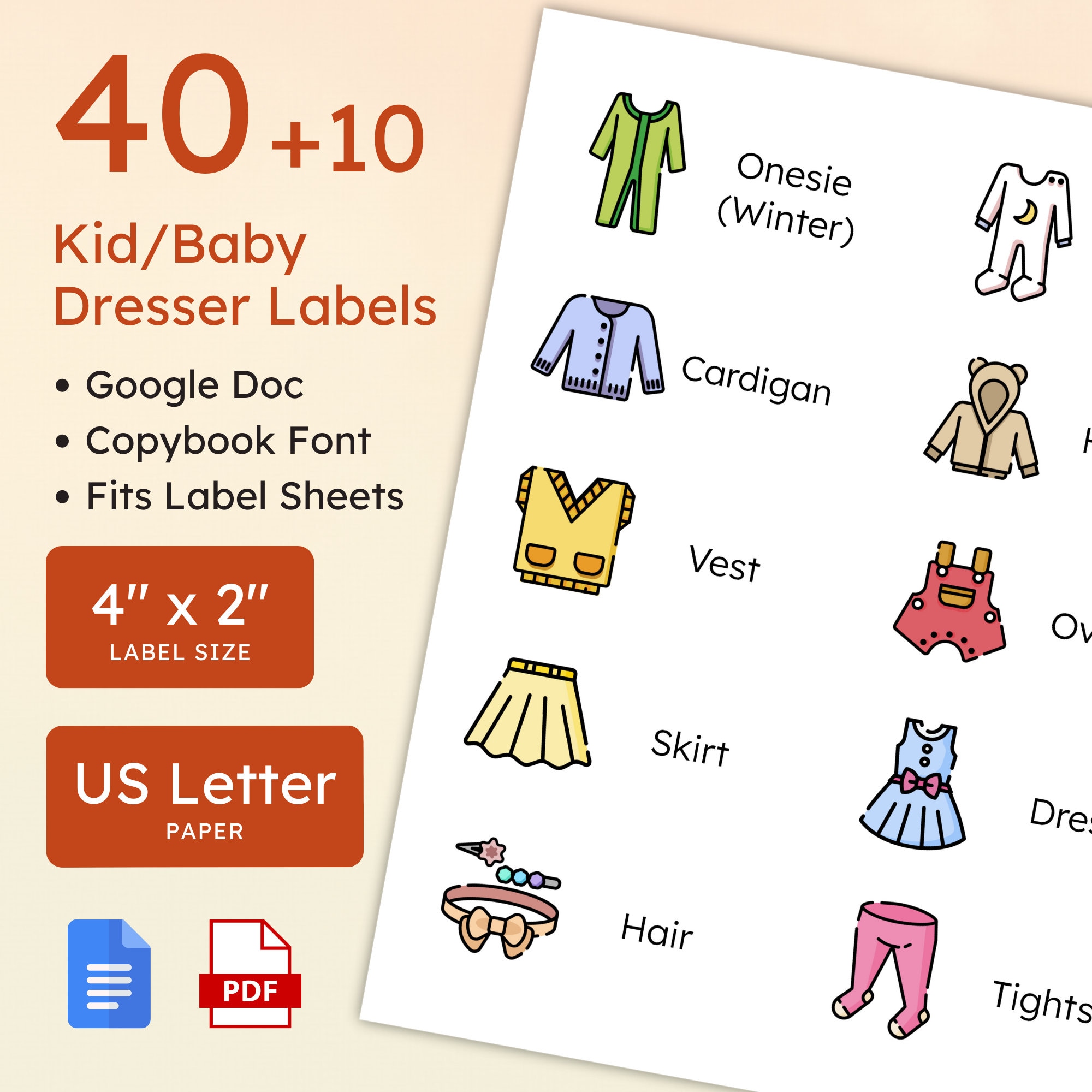 Printable Kids Clothing Labels Dresser Drawers Closet Storage Labels  Trofast Bin, Visual Pictures, Montessori Bedroom Custom Organization 