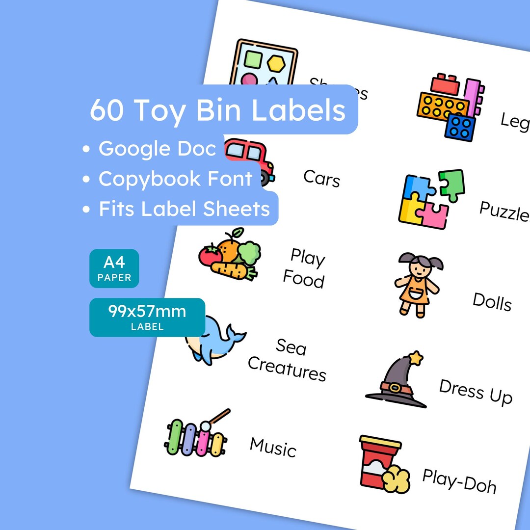 Printable Toy Bin Labels – Editable Organization (A4 Digital Download ...